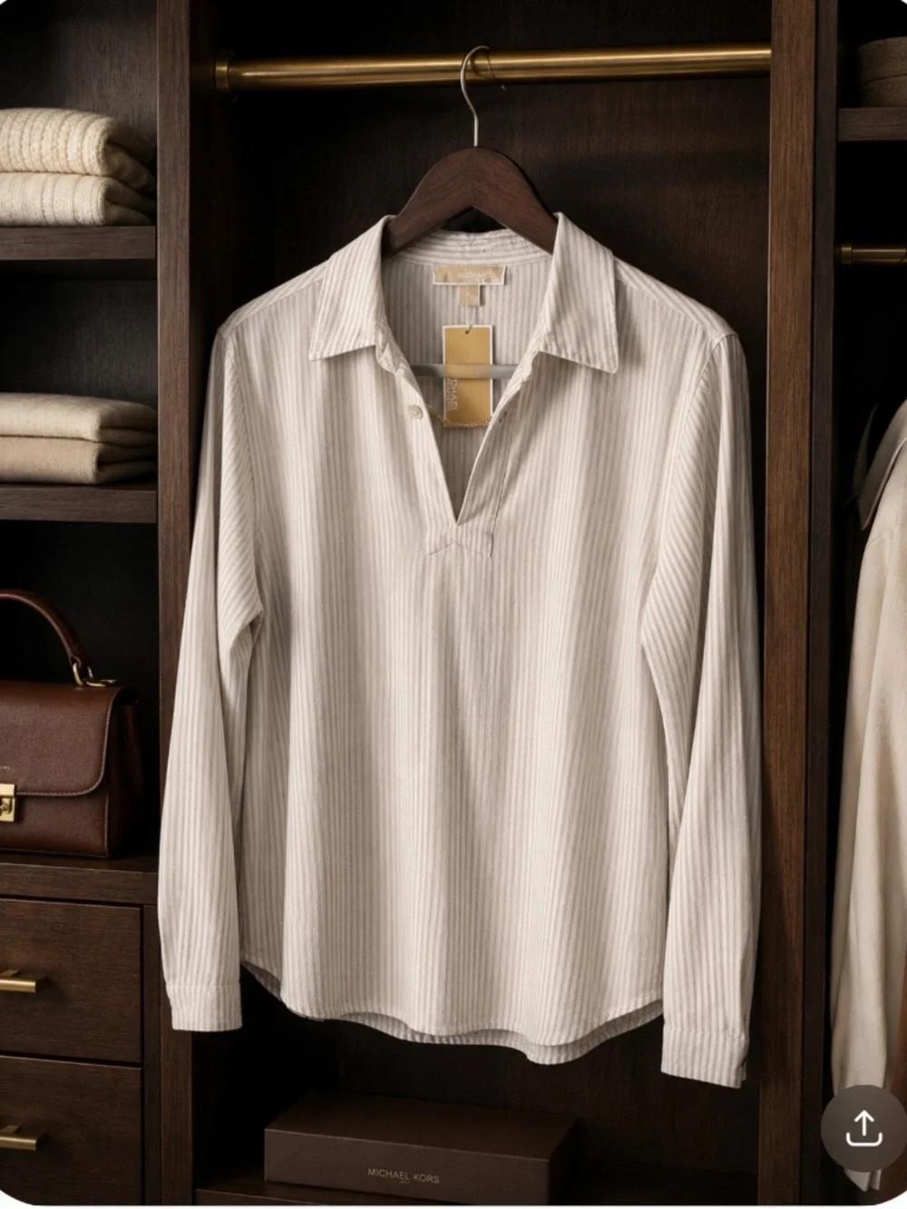 Michael Kors Long Sleeve Linen Top